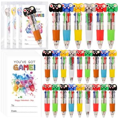 Imagem de LiYiQ 24 Sets Valentine's Day 4-in-1 Ballpoint Pens with Positive Cards Exchange Gifts Bulk Video Game Party Favors Video Game Team Gifts for Video Game Lover Classroom Prizes Goodie Bags Stuffers