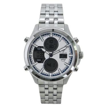 Imagem de Relógio Masculino Aço Tuguir GCS-1273 Prata Branco Azul