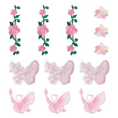 Imagem de Craftdady 12 peças de bordado de borboleta de flores em remendos bordados costurados em apliques de decoração para roupas, chapéus, sapatos, mochilas, jaquetas e bolsas - 4 estilos