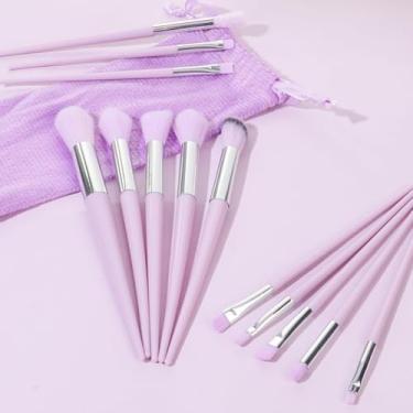 Imagem de Conjunto de 13 pincéis de maquiagem, kit de maquiagem, corretivos de base em pó, sombra, blush, kit de pincéis de maquiagem (roxo)