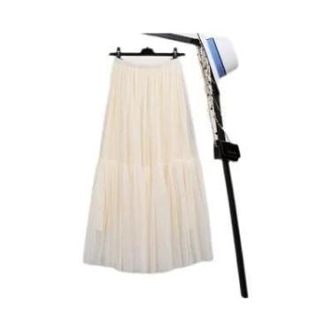 Imagem de Saia Midi De Tule Transparente Em Camadas Para Mulheres, Elegante Para