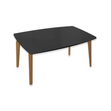 Imagem de Mesa Jantar Mira Madeira Maciça c/ Tampo Madeirado c/ Vidro 170x90cm Carvalho/Preto Fosco Kappesberg