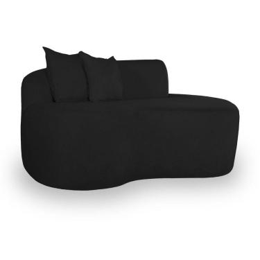 Imagem de Sofá Curvado Feijão Moderno Sala 2 Lugares Bouclé Preto