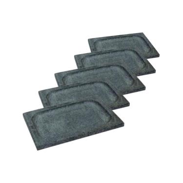 Imagem de Kit 5 Prato Retangular Bandeja De Servir Pedra Sabão 10X30Cm