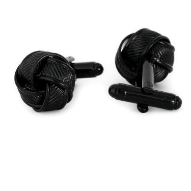 Imagem de Abotoaduras com design de nó torcido para homens em liga de metal pret