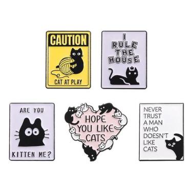 Imagem de Conjunto de broches Funny Cat Cartoon Animal Blouse Pins Lapel - Yiwei