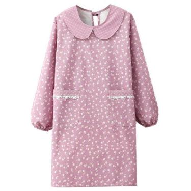 Imagem de Avental floral fofo de manga comprida para mulheres, algodão, estilo c