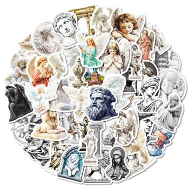 Imagem de Adesivos de arte escultórica, estátua clássica de David e ônibus, 50 u