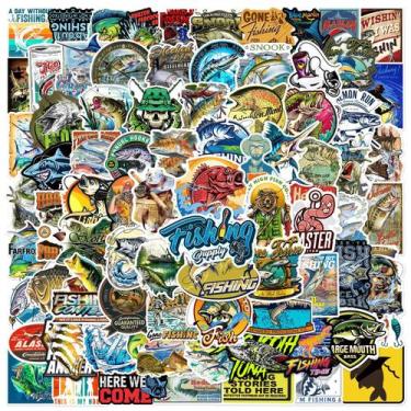 Imagem de Pacote de adesivos com tema de pesca, 50 peças de peixes coloridos de 