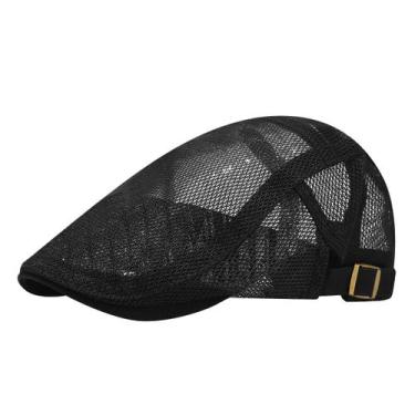 Imagem de Boné de malha plana de poliéster preto para homens - Yiweisai