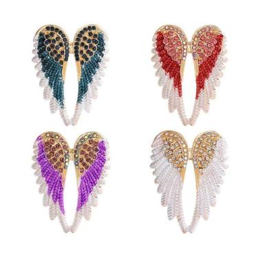 Imagem de Alfinetes de broche Crystal Angel Wings, blusa de strass em liga leve 