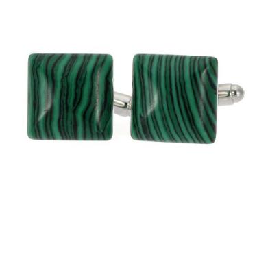 Imagem de Cufflinks, cristal listrado verde natural para homens - cobre - Yiweis
