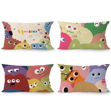 Imagem de Conjunto de fronhas de algodão de pelúcia decorativo Cartoon Monster -