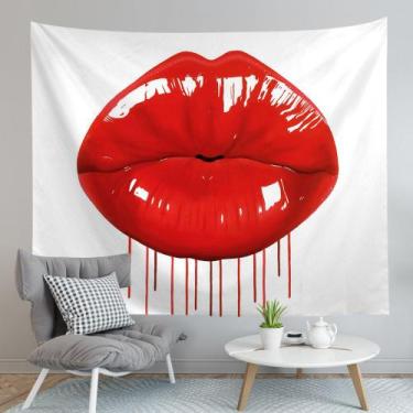 Imagem de Tapeçaria para pendurar na parede Modern Pop Art Red Lips 150x130cm - 