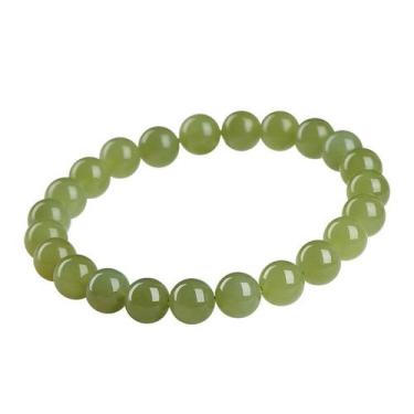 Imagem de Pulseira de miçangas de jade de nefrite natural de 8 mm para mulheres 