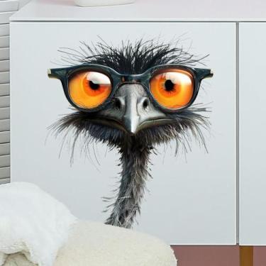 Imagem de Adesivos de parede Funny Ostrich com óculos de PVC 29,5 x 29,5 cm - yi