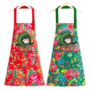 Imagem de Avental floral de estilo folclórico de algodão impermeável para mulher