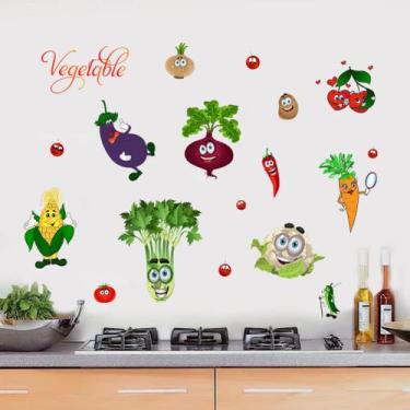 Imagem de Adesivos de parede Cute Vegetable Cartoon PVC Decalques 30x60cm - yiwe