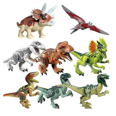 Imagem de Bloco de construção Toy Dinosaur Jurassic, 8 peças para crianças - Glo