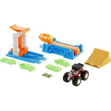 Imagem de Conjunto de jogos Hot Wheels Monster Trucks Launch & Bash com 4 carros