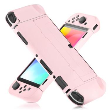 Imagem de Funda Dockable para Nintendo Switch OLED 2021 FANPL con Joy Con Rosa