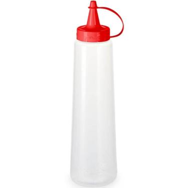Imagem de Bisnaga para Molhos 400ml Plástica Ketchup Mostarda Maionese Tampa Vermelha Plasvale
