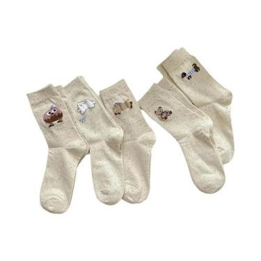 Imagem de Meias Casuais Unissex De Algodão Respirável Com Design De Urso Em Cart