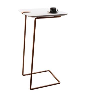 Imagem de Mesa Apoio Lateral Para Sofá Atenas Pé Café branco