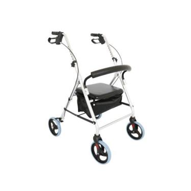 Imagem de Andador De Alumínio Adaptável 4 Rodas Freios Com Assento E Cesto D12 D