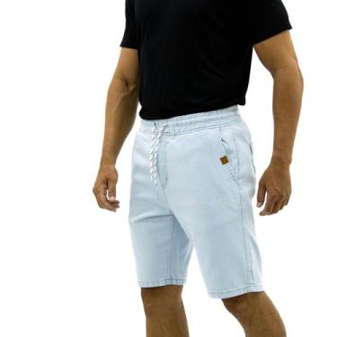 Imagem de Bermuda Jeans Masculina com Elástico e Cordão Confortável, Casual, Mod