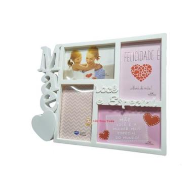 Imagem de Porta Retrato Dia das Mães 4 fotos 10x15 Mural Mamãe Mãe Cor: Branco -