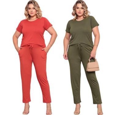 Imagem de Kit 2 Conjunto Plus Size Feminino Manga Comprida Viscolycra - Felicity