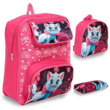 Imagem de Kit Mochila Infantil Escolar Gata Marie Passeio Pre Escola - Plike
