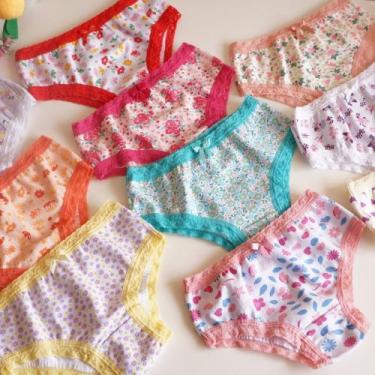 Imagem de Calcinha Infantil Estampada algodão com acabamentos em rendinha - Kit1