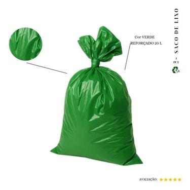 Imagem de Saco de Lixo Reforçado 20L Plástico Verde Pacote com 50 Unidades para Uso Comercial Higipack