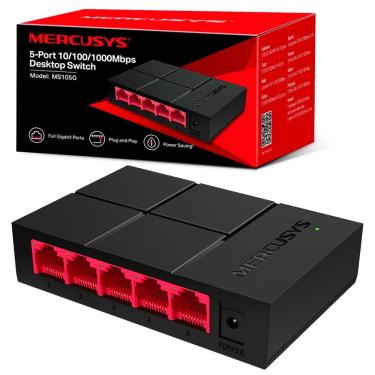 Imagem de Switch MS105G 5 Portas RJ-45 Gigabit 10-100-1000 Plug & Play Design Compacto Preto Mercusys