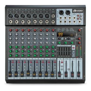 Imagem de Mesa de Som Profissional Vedo VDA209L de 9 Canais com Bluetooth, USB e