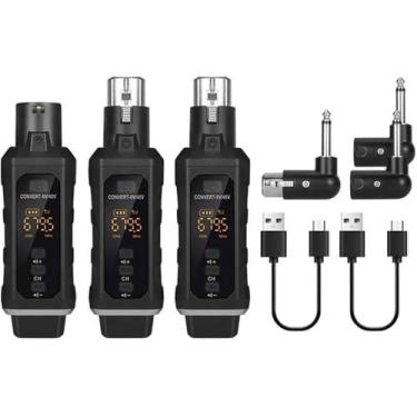 Imagem de Transmissor Recepetor Sem Fio Xlr E P10 Microfone E Guitarra (1 TX 2 R