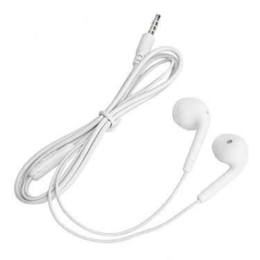 Imagem de Fone de ouvido, controle de fio plug and play fone de ouvido com fio com interface de áudio de 3,5 mm para celular para computador(Branco)