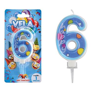 Imagem de Vela De Aniversário Número 6 - Cor Azul Happy