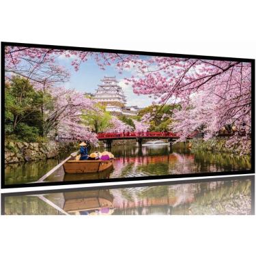 Imagem de Quadro Decorativo Sala Quarto Escritório Lago e Cerejeiras 130x60 Moldura Preta 2x2