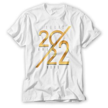 Imagem de Camiseta Ano Novo Amarelo Dourado Feliz 2022 Família Paz - Vidape