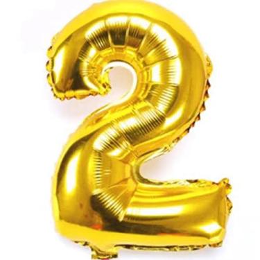 Imagem de Balão Número Grande Dourado Metalizado 40cm (CLIQUE e Escolha Seu Número) (2)