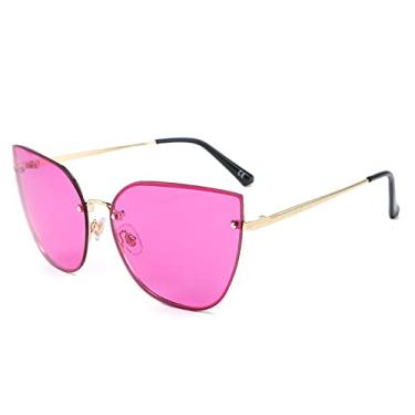 Imagem de Óculos de sol de armação grande feminino olho de gato clássico semi-arro feminino retrô, wty042 roxo, china