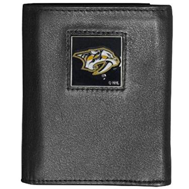 Imagem de Carteira masculina NHL Siskiyou Sports Nashville Predators Deluxe de couro com dobra tripla tamanho único preta