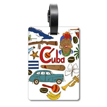 Imagem de Cuba Love Heart Landscap bandeira nacional mala etiqueta cartão de bagagem etiqueta, Multicolorido.