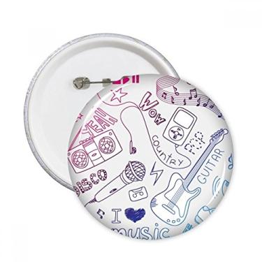 Imagem de Combinação de fone de ouvido padrão de música ilustrar pinos redondos crachá botão emblema acessório decoração 5 peças