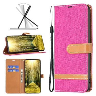 Imagem de Capas de telefone jeans fashion Samsung Galaxy A14 A 14 5G capa de couro slots de cartão de luxo clipe de carteira à prova de choque capa de telefone Samsung A14 5G capas (rosa, Samsung A14 5G)