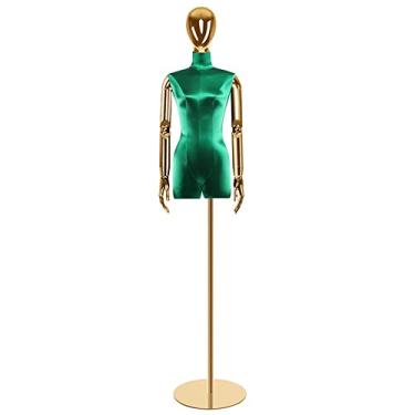 Imagem de Female Mannequin Torso Manequim manequim de alfaiate manequim feminino torso corpo tripé ajustável suporte de exibição de roupas e joias ajustável em altura (Color : Green, Size : Style 1)