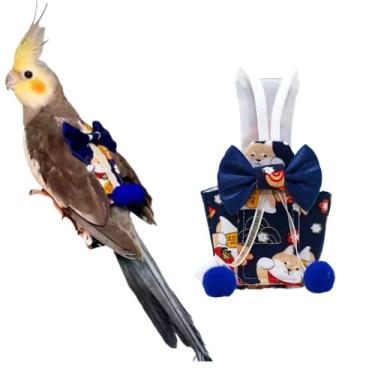Imagem de Fraldas de ternos de avião, fraldas de papagaio para periquitos monge, calopsitas, fantasia de papagaio, roupas de treinamento de pássaros para fraldas (pequeno, azul-B)